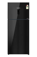 Product image, Perspective: straight closed, Fridge-freezer with NoFrost, Casing colour: grey, Door colour: Black Gloss
