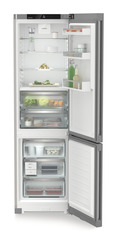 Product image, Perspective: straight open decorated, Fridge-freezer with BioFresh and NoFrost, Casing colour: silver, Door colour: Steelfinish