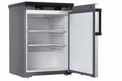 Product image, Perspective: oblique open empty, Forced-air under-worktop appliance, Casing colour: grey, Door colour: stainless steel