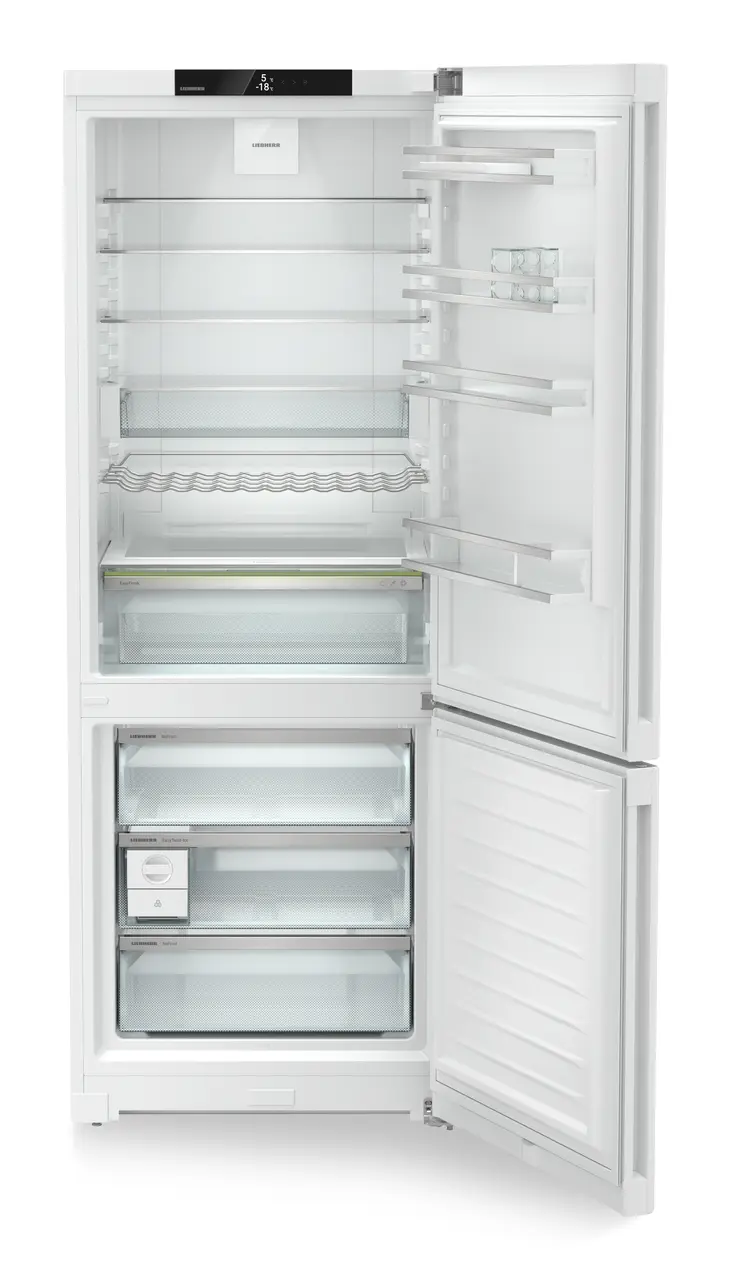 Product image, Perspective: straight open empty, Combined fridge-freezers with EasyFresh and NoFrost, Casing colour: white, Door colour: white