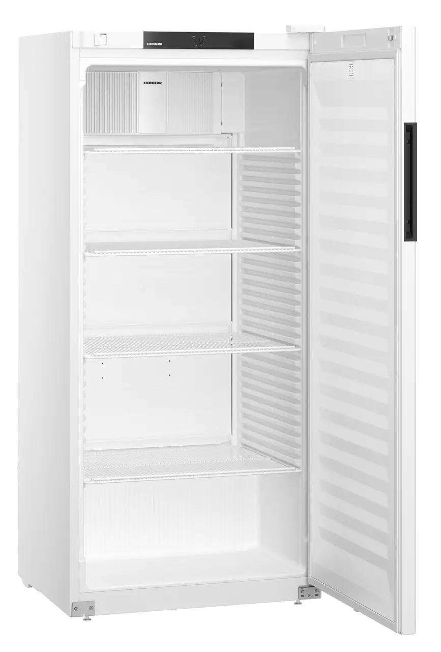 Product image, Perspective: oblique open empty, Forced-air refrigerator, Casing colour: white, Door colour: white