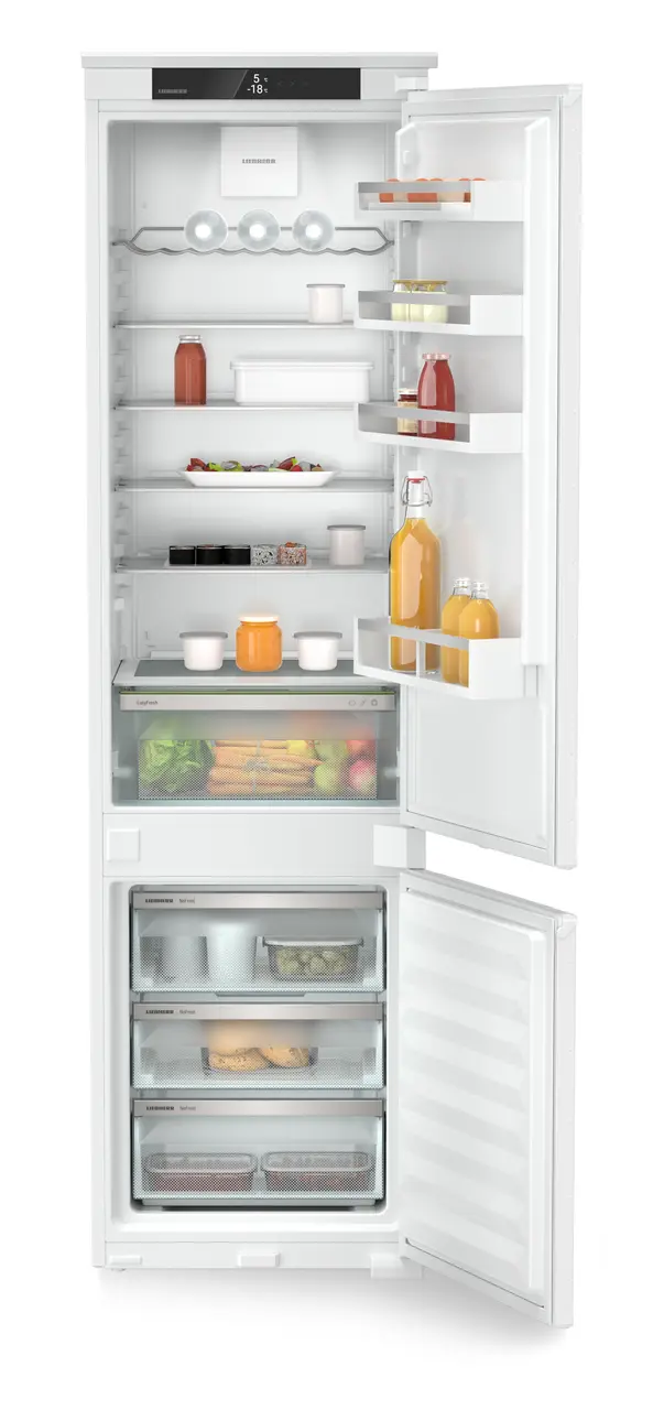 Product image, Perspective: straight open decorated, Integrable fridge-freezer with EasyFresh and NoFrost