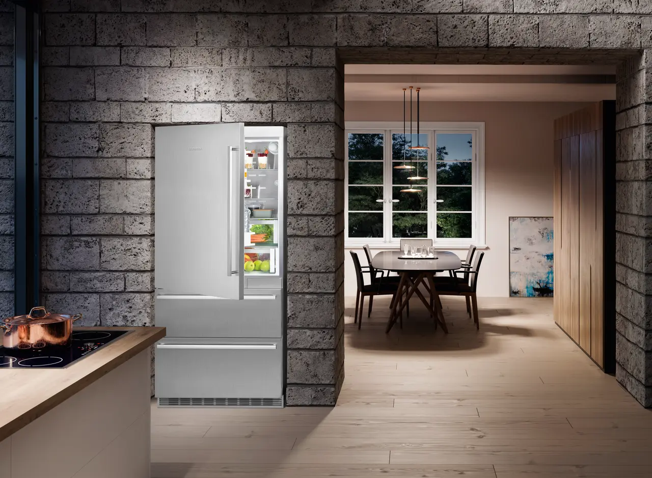 Product image, Perspective: milieu, Fridge-freezer with NoFrost, Casing colour: stainless steel, Door colour: stainless steel