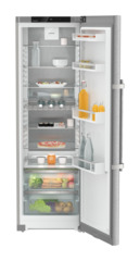 Product image, Perspective: straight open decorated, Freestanding fridge with EasyFresh, Casing colour: silver, Door colour: stainless steel
