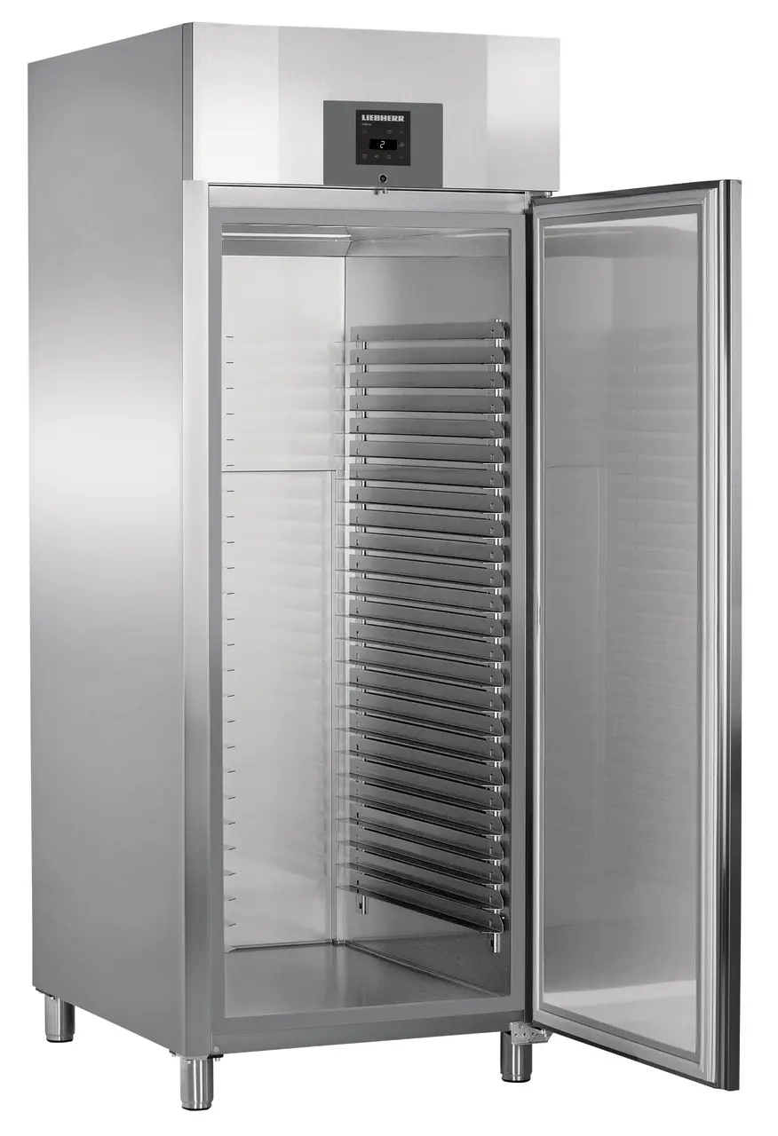 Product image, Perspective: oblique open empty, Forced-air bakery standard refrigerator, Casing colour: stainless steel