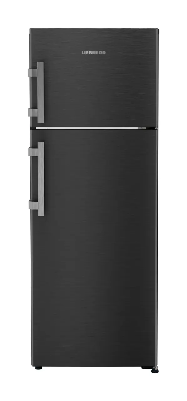 Product image, Perspective: straight closed, Fridge-freezer with NoFrost, Casing colour: grey, Door colour: BlackSteel