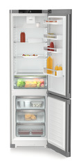 Product image, Perspective: straight open decorated, Combined fridge-freezers with EasyFresh and NoFrost, Casing colour: silver, Door colour: Steelfinish