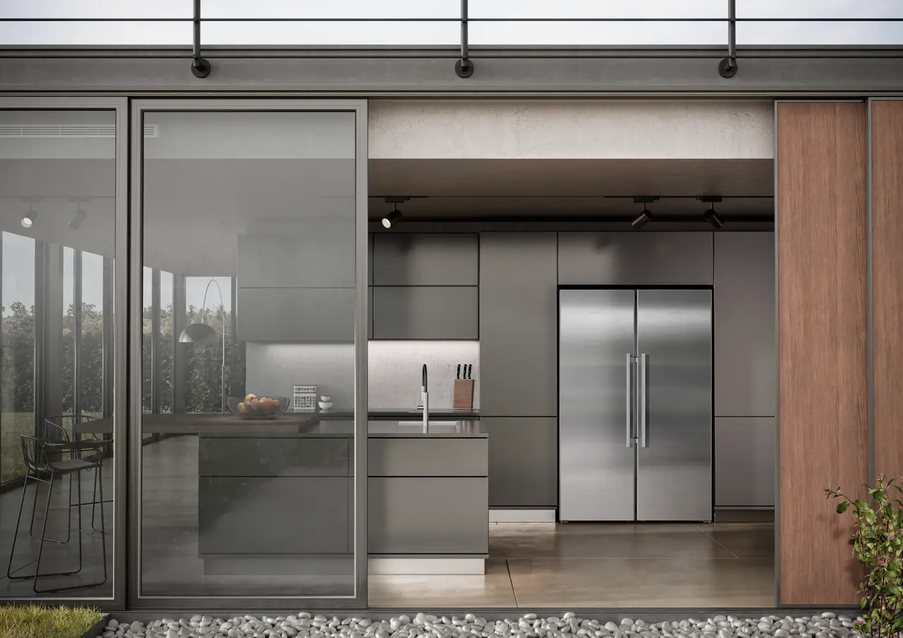 Product image, Perspective: milieu, Side-by-Side combination, Casing colour: stainless steel, Door colour: stainless steel