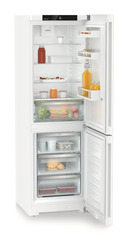 Product image, Perspective: oblique open decorated, Combined fridge-freezers with EasyFresh and NoFrost, Casing colour: white, Door colour: white