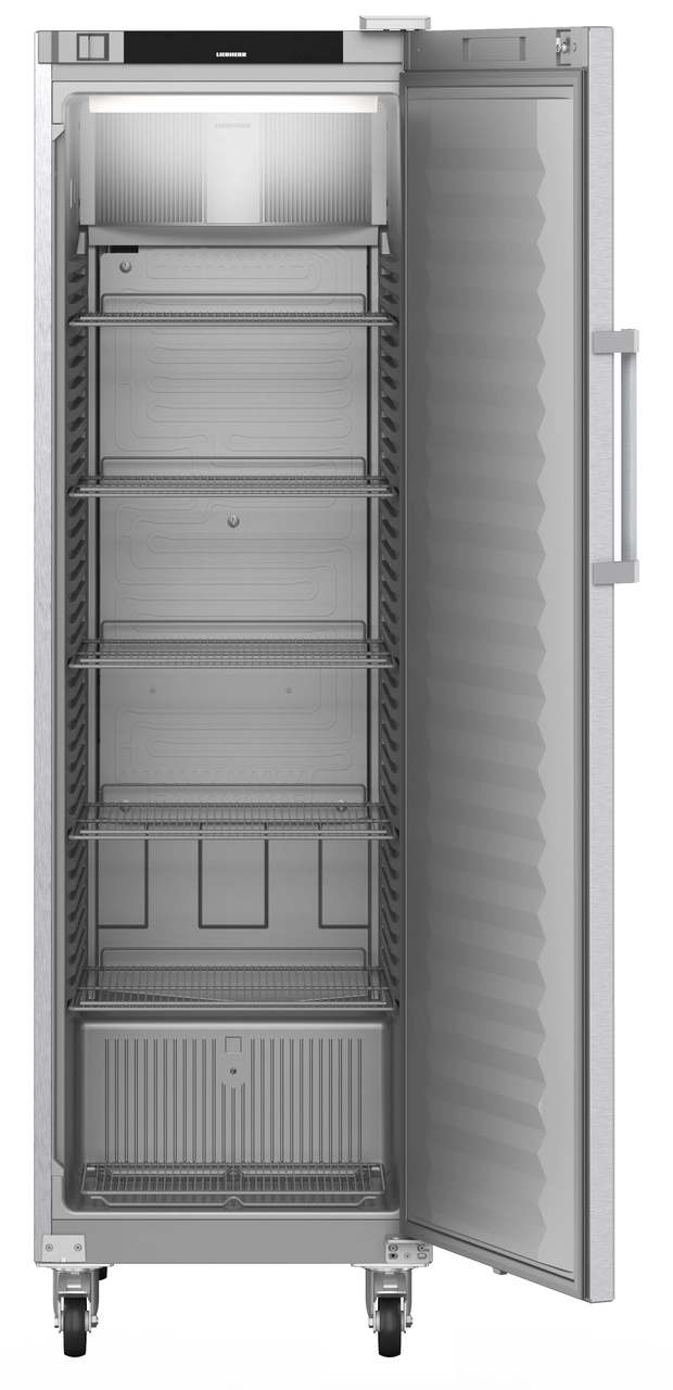 Product image, Perspective: straight open empty, Forced-air refrigerator, Casing colour: stainless steel, Door colour: stainless steel