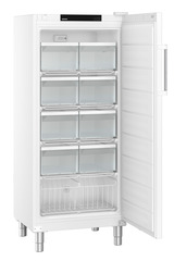 Product image, Perspective: oblique open empty, Freestanding freezer with SmartFrost, Casing colour: white, Door colour: white