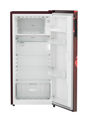 Product image, Perspective: straight open empty, Single-door refrigerator 191 l in 3 star with VegFresh box, Casing colour: red, Door colour: Red Divine