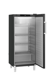 Product image, Perspective: oblique open empty, Forced-air refrigerator, Casing colour: BlackSteel, Door colour: BlackSteel