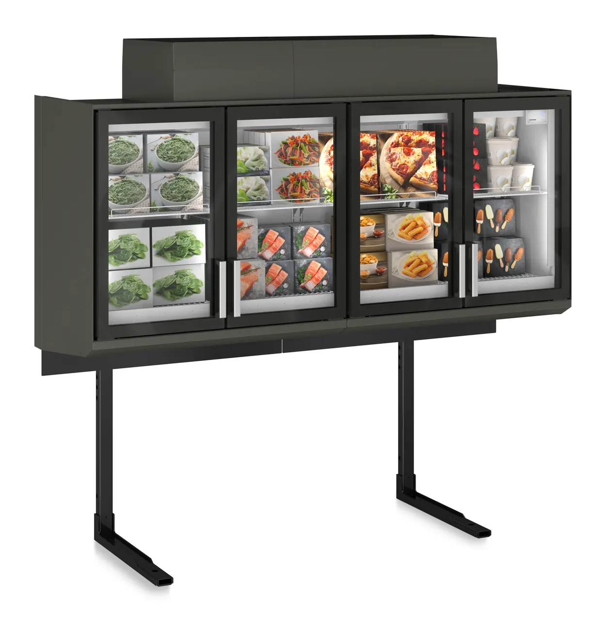 Produkt-Bild, Perspektive: Sonderform, Supermarkt-Freezer-Top, Gehäusefarbe: Grau