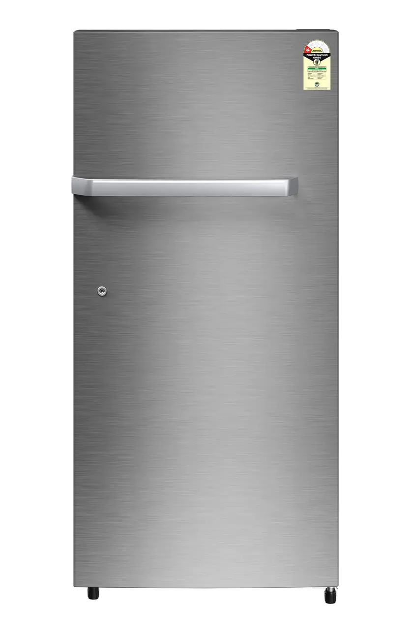Product image, Perspective: straight closed, Single-door fridge 191 l in 1 star and horizontal handle, Casing colour: grey, Door colour: Silver Steel