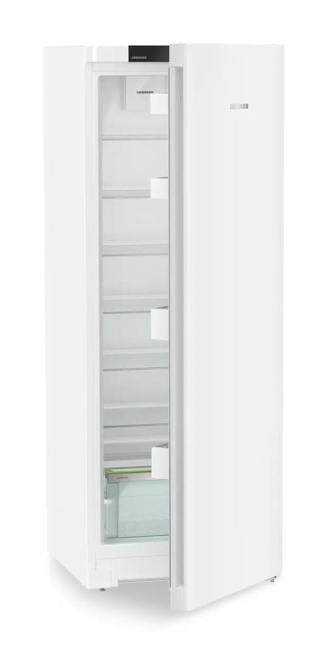 Produkt-Bild, Perspektive: schräg halb offen leer, Standkühlschrank mit EasyFresh, Gehäusefarbe: Weiß, Türfarbe: Weiß