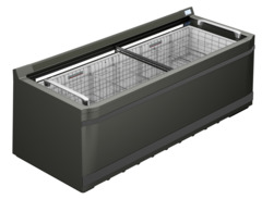 Изображение на продукта, Перспектива: Странично, затворен, Фризерна ракла за супермаркет, Цвят на корпуса: сив