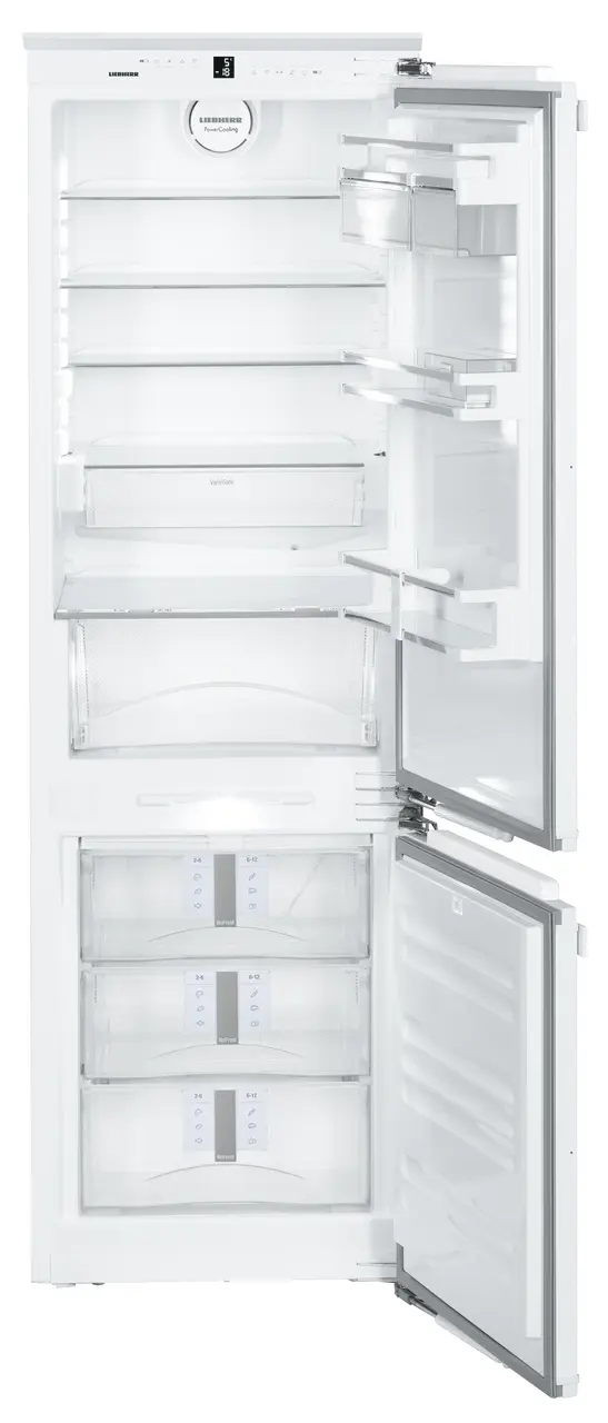 Product image, Perspective: straight open empty, Integrated fridge-freezer combination with BioCool and NoFrost