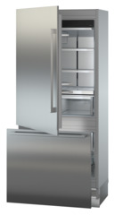 Product image, Perspective: oblique half-open empty, Combined refrigerator-freezer with BioFresh and NoFrost for integrated use