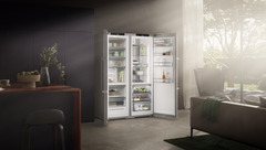 Product image, Perspective: milieu, Side-by-Side combination, Casing colour: silver, Door colour: stainless steel