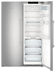 Product image, Perspective: special form, Side-by-Side combination, Casing colour: stainless steel, Door colour: stainless steel