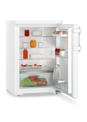 Product image, Perspective: oblique open decorated, Table top refrigerator, Casing colour: white, Door colour: white