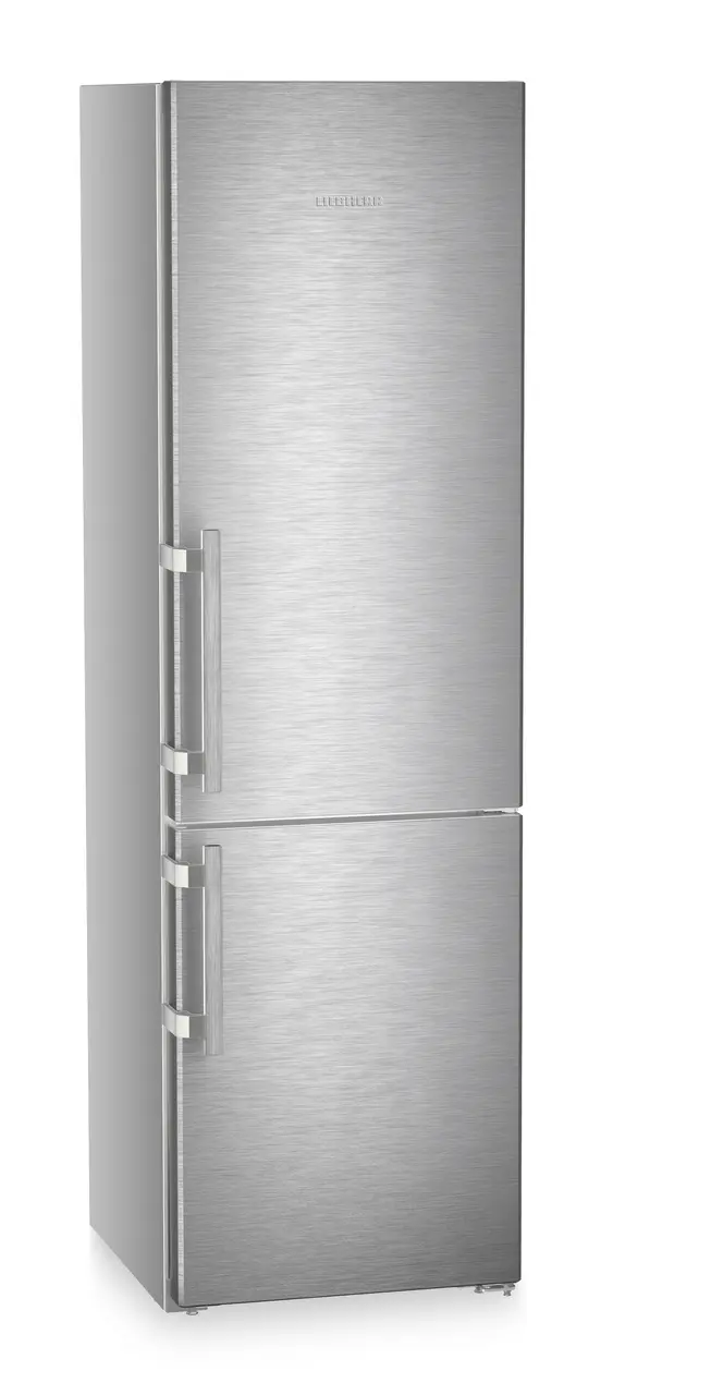 Produktbillede, Perspektiv: Skrå lukket, Køle-frysekombination med EasyFresh og NoFrost, Dørfarve: Rustfrit stål