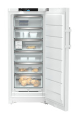 Produktbillede, Perspektiv: Lige åben udsmykket, Fritstående fryseskab med NoFrost og EasyTwist-Ice, Kabinetfarve: Hvid, Dørfarve: Hvid