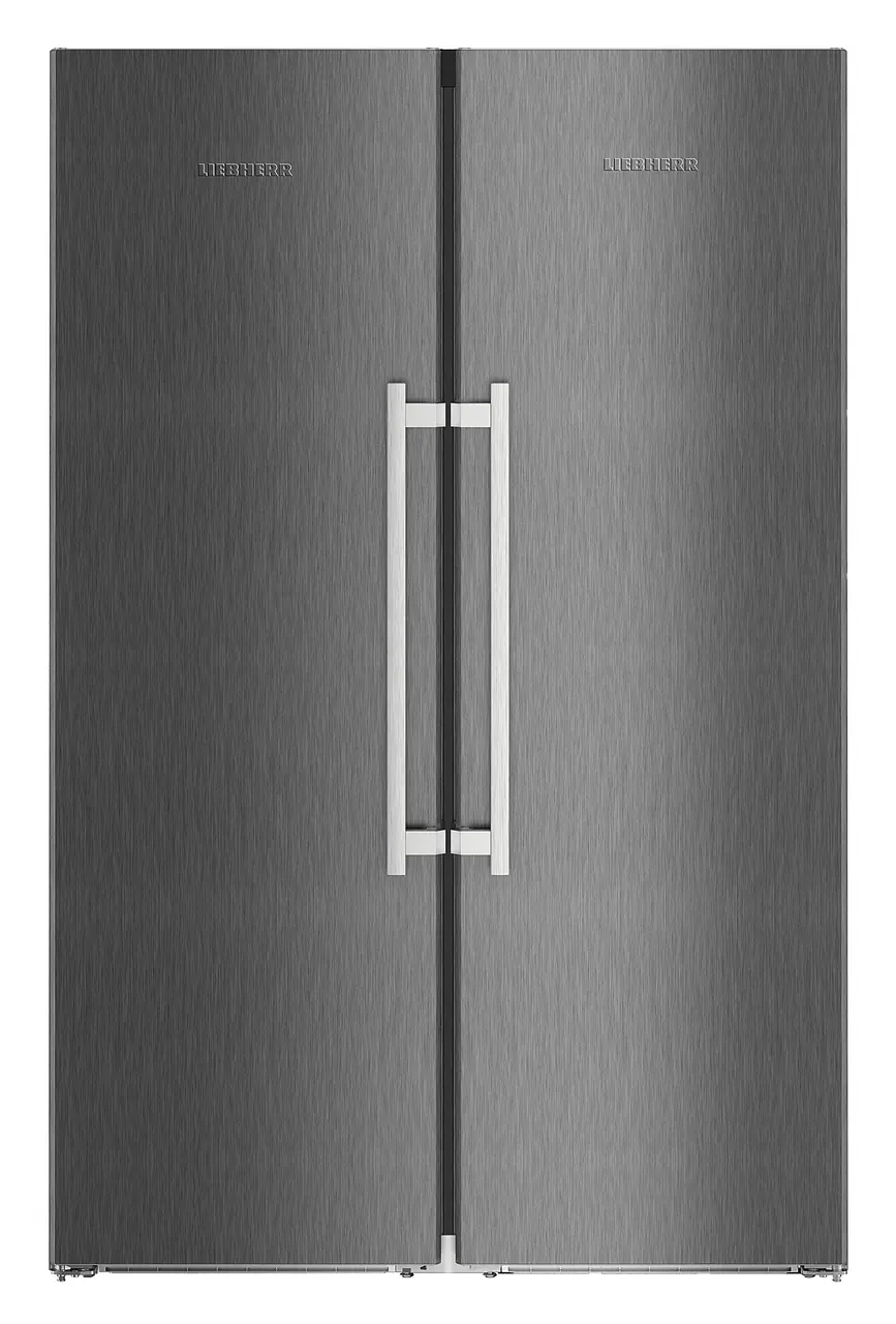 Product image, Perspective: straight closed, Side-by-Side combination, Casing colour: BlackSteel, Door colour: BlackSteel