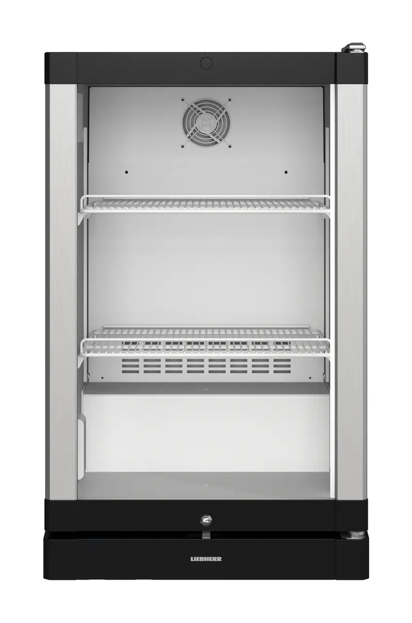 Изображение на продукта, Перспектива: Отпред, затворен, празен, Хладилник-минибар с динамично охлаждане, Цвят на корпуса: черен, Цвят на вратата: черен