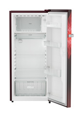Product image, Perspective: straight open empty, Single-door refrigerator 202 l in 5 star with inverter compressor, Casing colour: red, Door colour: Red Mystiq
