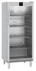 Product image, Perspective: oblique closed empty, Forced-air refrigerator, Casing colour: stainless steel, Door colour: stainless steel