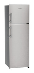 Product image, Perspective: oblique closed, Fridge-freezer with NoFrost, Casing colour: grey, Door colour: Stainless Steel