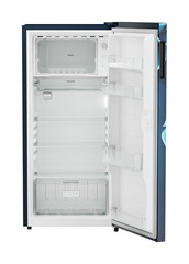 Product image, Perspective: straight open empty, Single-door refrigerator 191 l in 3 star with VegFresh box, Casing colour: blue, Door colour: Blue Divine