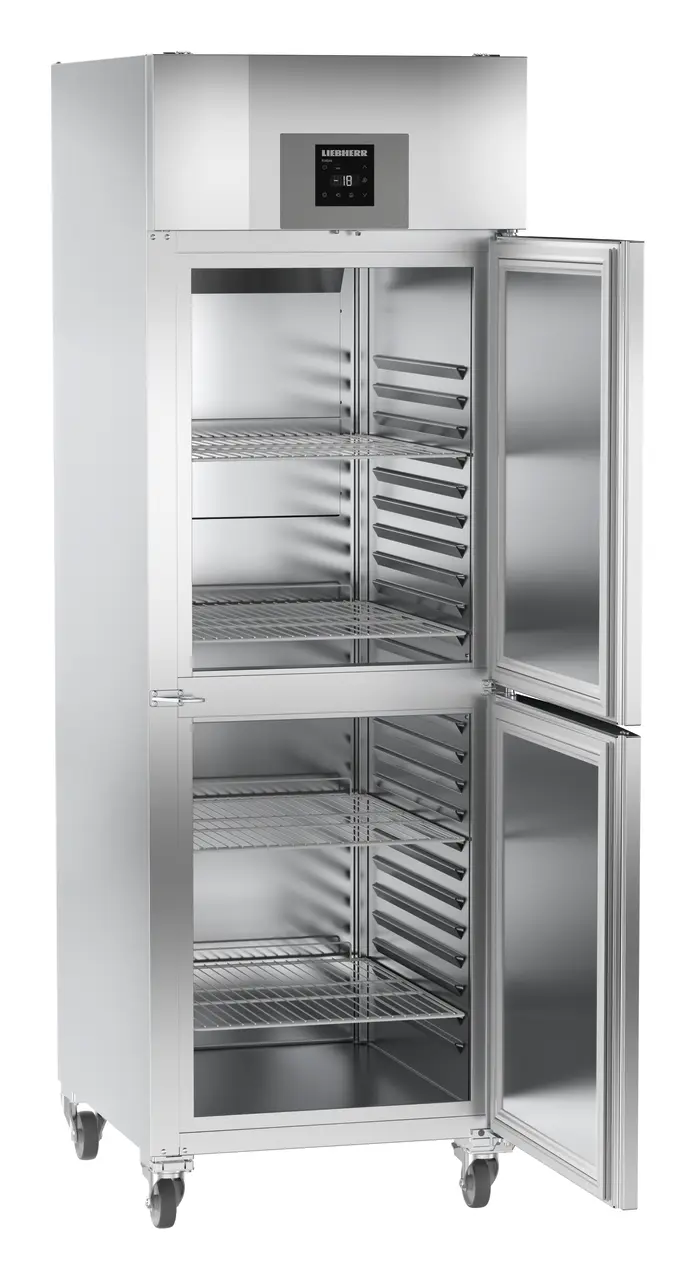 Product image, Perspective: oblique open empty, Forced-air freezer GN 2/1, Casing colour: stainless steel