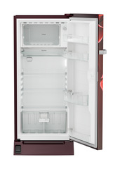 Product image, Perspective: straight open empty, Single-door refrigerator 191 l in 5 star with inverter compressor, Casing colour: red, Door colour: Red Divine
