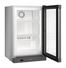 Product image, Perspective: oblique open empty, Counter top freezer with dynamic cooling, Casing colour: silver, Door colour: silver