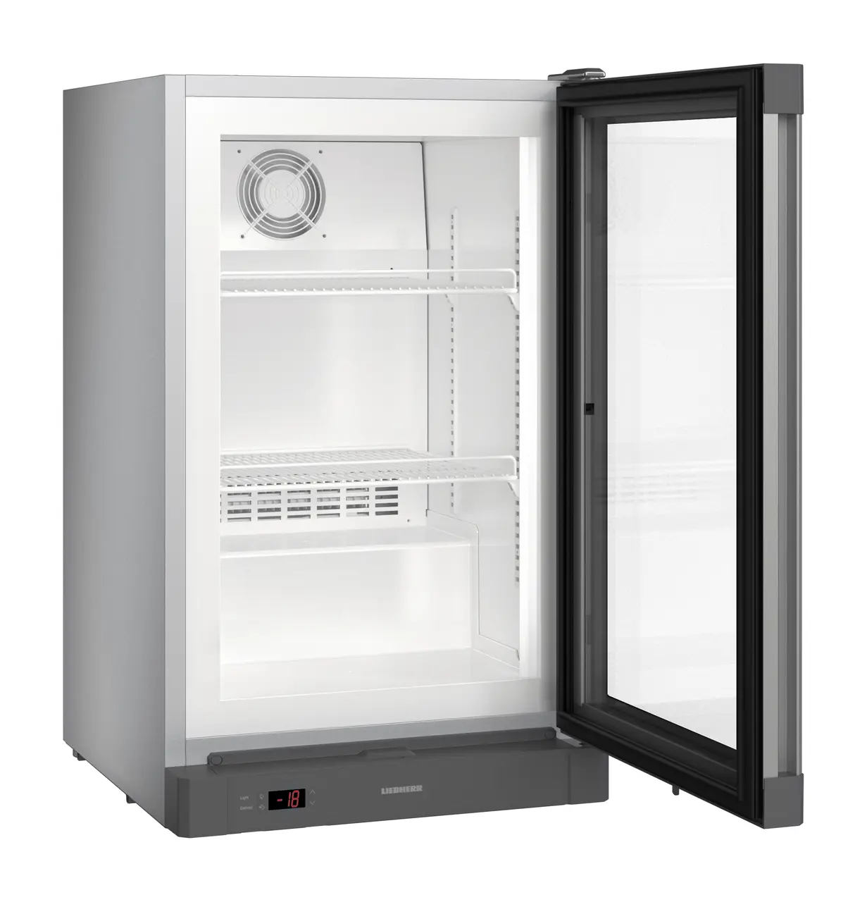 Product image, Perspective: oblique open empty, Counter top freezer with dynamic cooling, Casing colour: silver, Door colour: silver