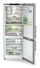 Product image, Perspective: straight open decorated, Fridge-freezer with BioFresh Professional and NoFrost, Casing colour: silver, Door colour: stainless steel