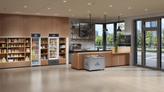 Изображение продукции, Перспектива: Внешние условия, Холодильник для торговых залов с циркуляционным воздушным охлаждением, Цвет корпуса: серый, Цвет дверцы: серый