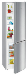Product image, Perspective: oblique half-open decorated, Automatic refrigerator-freezer with SmartFrost, Casing colour: silver, Door colour: stainless steel look