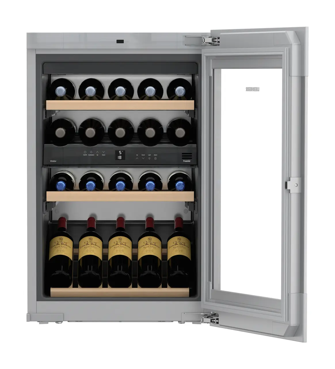 Product image, Perspective: special form, Built-in multi-temperature wine cabinet, Casing colour: silver, Door colour: white