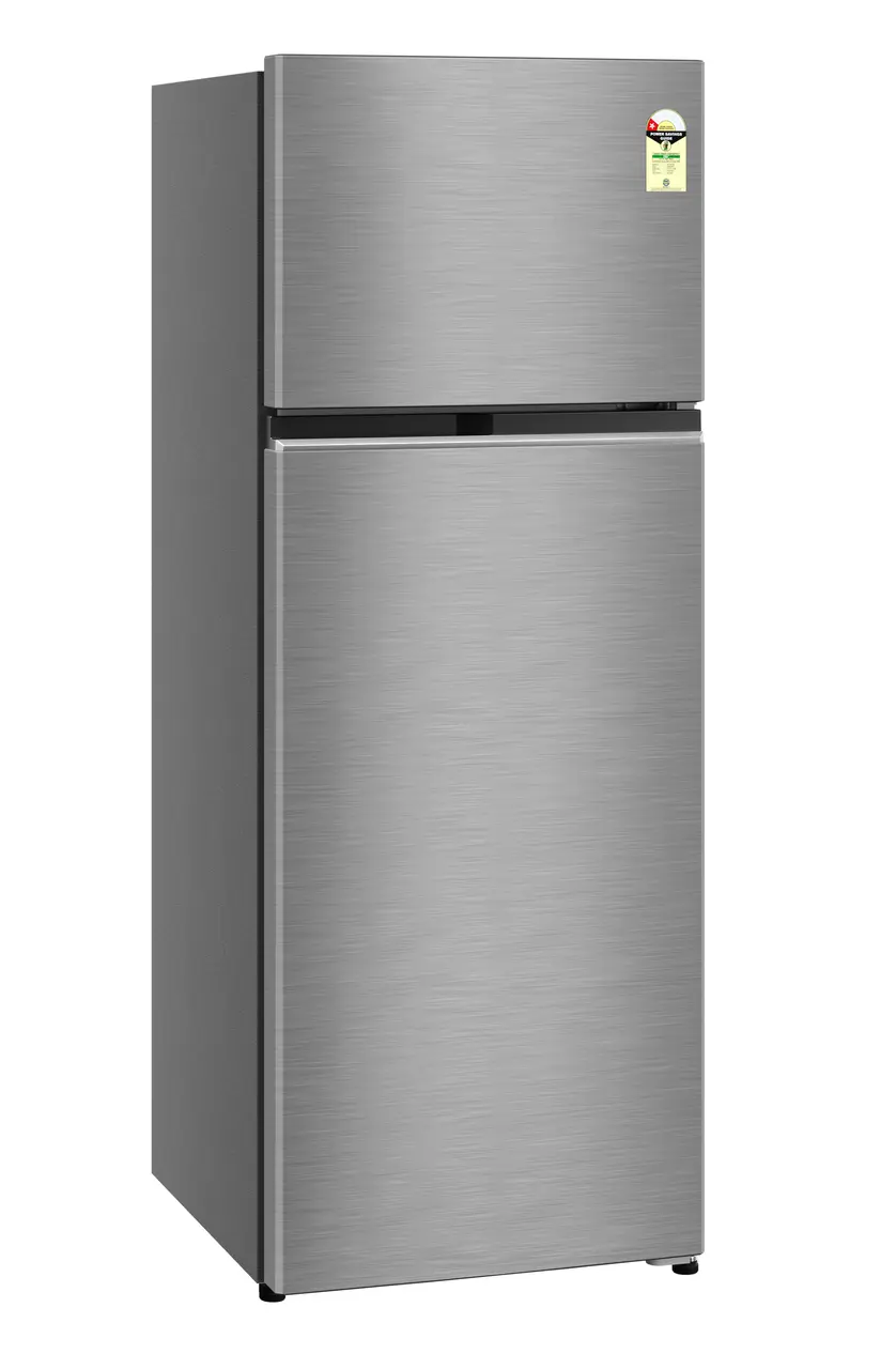Product image, Perspective: oblique closed, Fridge-freezer with NoFrost, Casing colour: grey, Door colour: Silver Steel