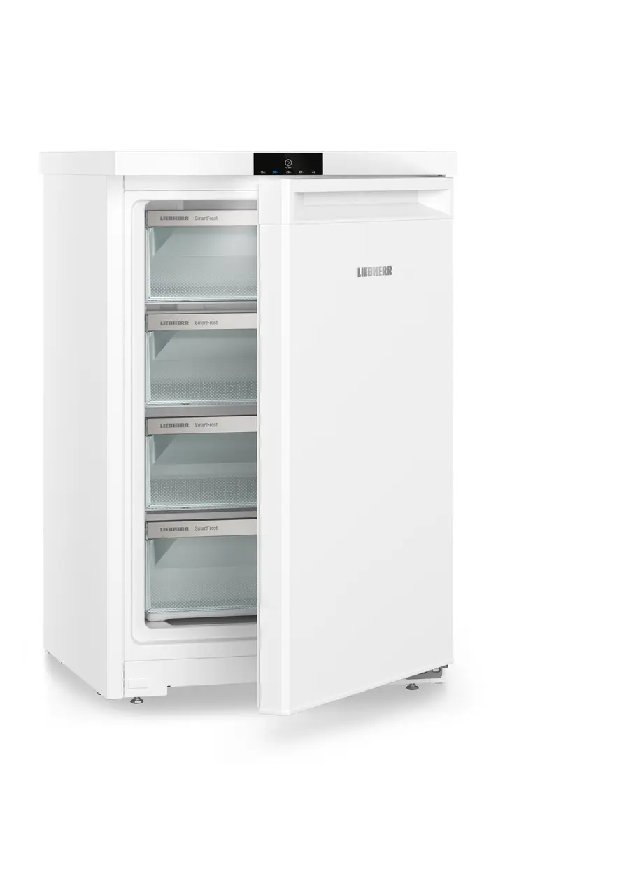 Product image, Perspective: oblique half-open empty, Table top freezer with SmartFrost, Casing colour: white, Door colour: white