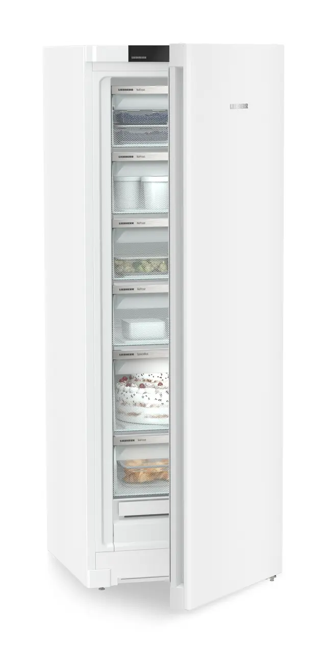 Immagine del prodotto, Prospettiva: Inclinato semiaperto fornito, Congelatore autonomo con NoFrost, Colore della struttura: bianco, Colore della porta: bianco