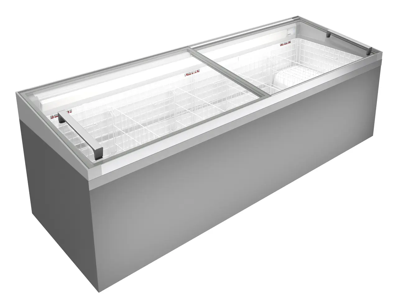 Изображение на продукта, Перспектива: Специална форма, Фризерна ракла за супермаркет, Цвят на корпуса: сив