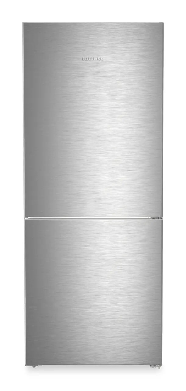 Product image, Perspective: straight closed, Combined fridge-freezers with EasyFresh and NoFrost, Casing colour: silver, Door colour: stainless steel