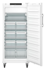 Изображение на продукта, Перспектива: Отпред, отворен, празен, Лабораторен фризер с конвекционно охлаждане, Цвят на корпуса: бял, Цвят на вратата: бял