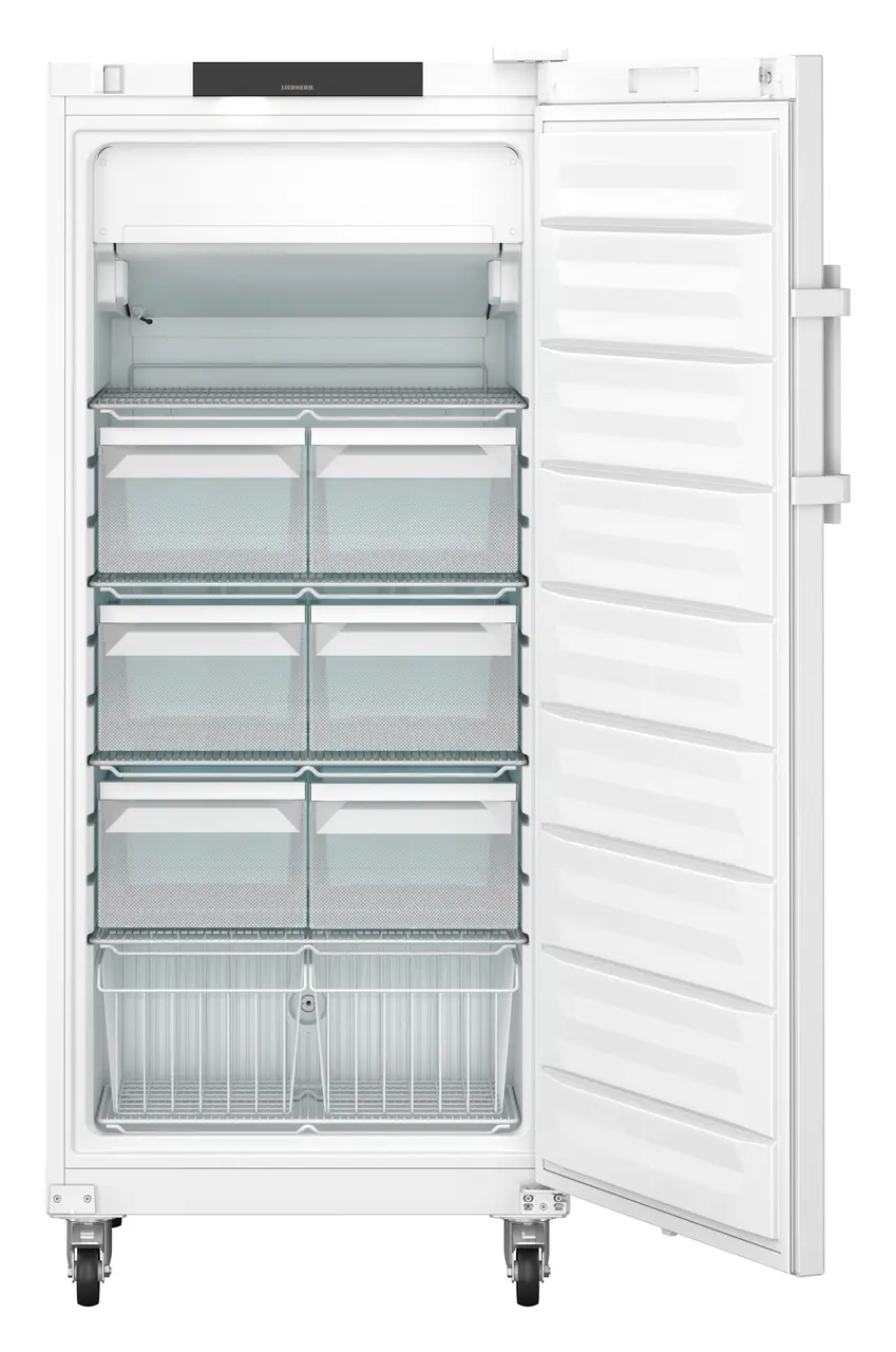 Изображение на продукта, Перспектива: Отпред, отворен, празен, Лабораторен фризер с конвекционно охлаждане, Цвят на корпуса: бял, Цвят на вратата: бял
