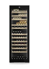 Product image, Perspective: straight closed decorated, Multi-temperature wine cabinet, Casing colour: black, Door colour: GlassBlack